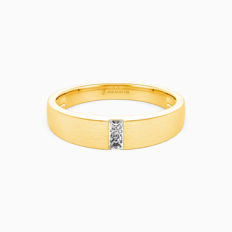 "Steadfast to You" Emerald Cut Matte Brushed Men's Wedding Ring