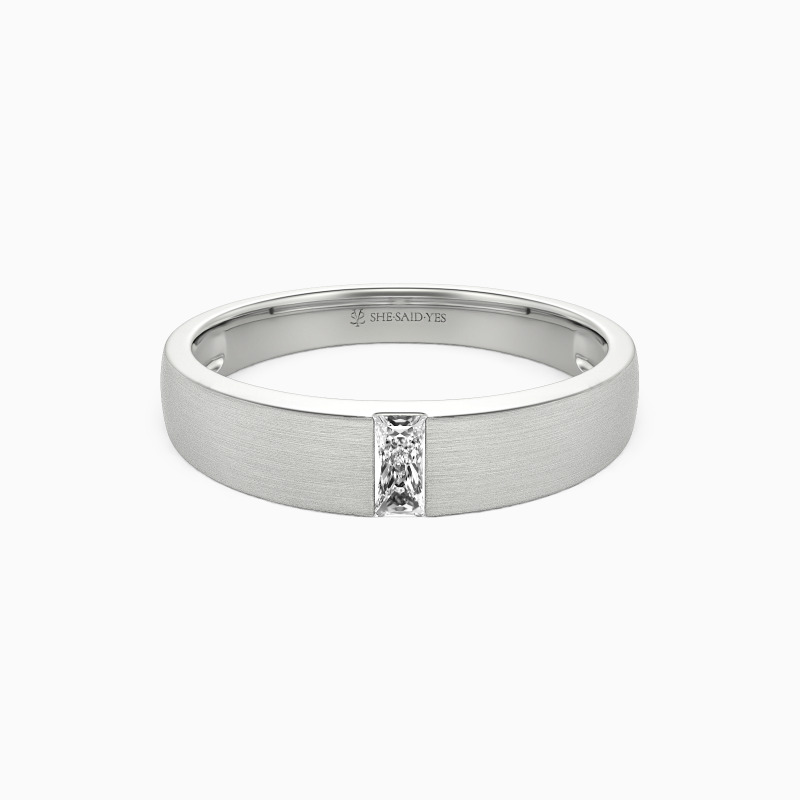 "Steadfast To You" Emerald Cut Matte Brushed Men's Wedding