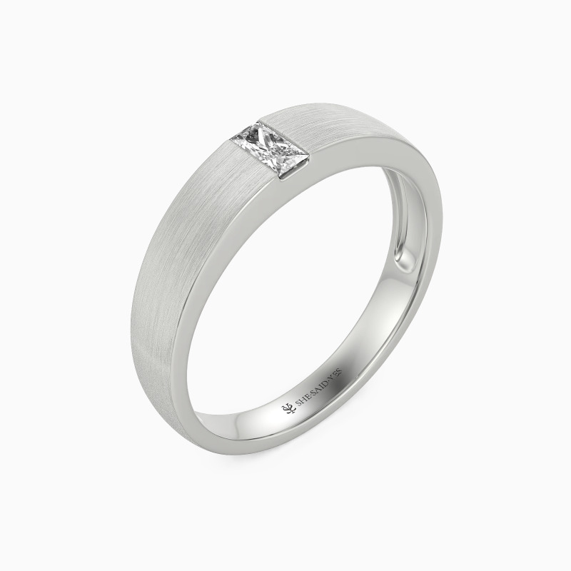 "Steadfast To You" Emerald Cut Matte Brushed Men's Wedding