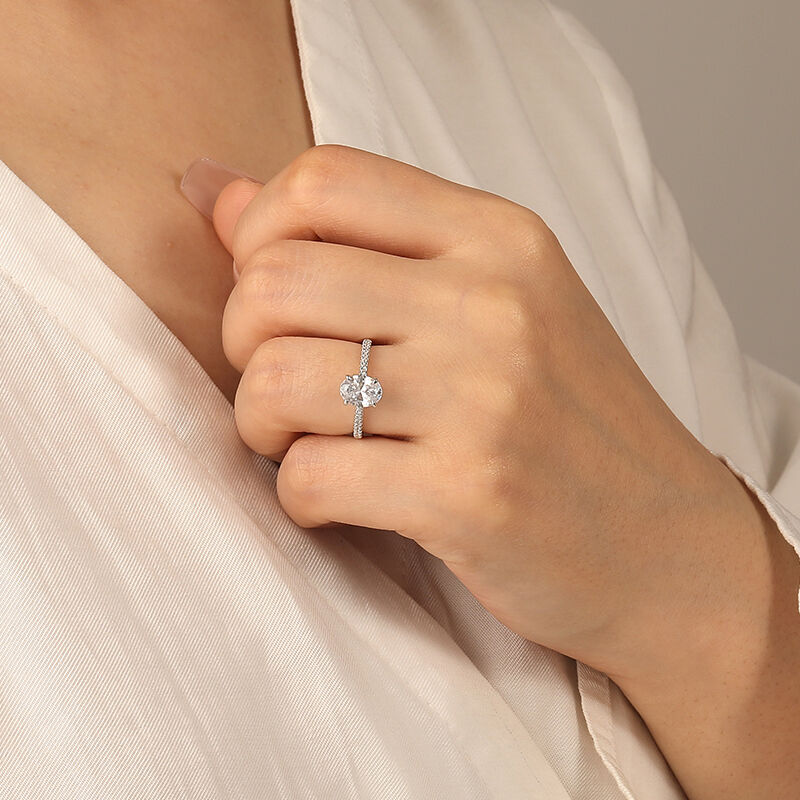 "Never Be Apart" 1.5ct Oval Cut Side Stone Engagement Ring