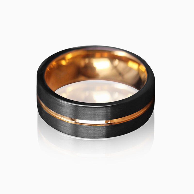 "Goldener Widerhall" 8mm Herren-Ehering aus Wolframkarbid