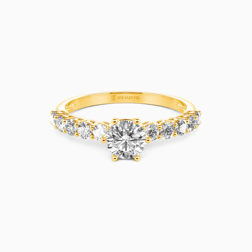 Is She Said Yes Jewelry Real "Out Of My Control" Round Cut Side Stone Engagement Ring - SHE·SAID·YES