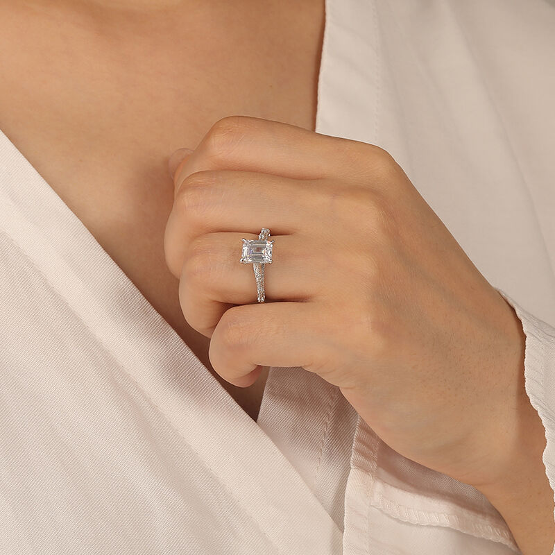 "I'll Be" Emerald Cut Side Stone Engagement Ring