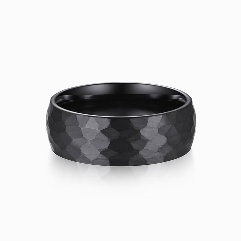 "Fearless" 8mm Hammered Edge Tungsten Carbide Men's Wedding Ring