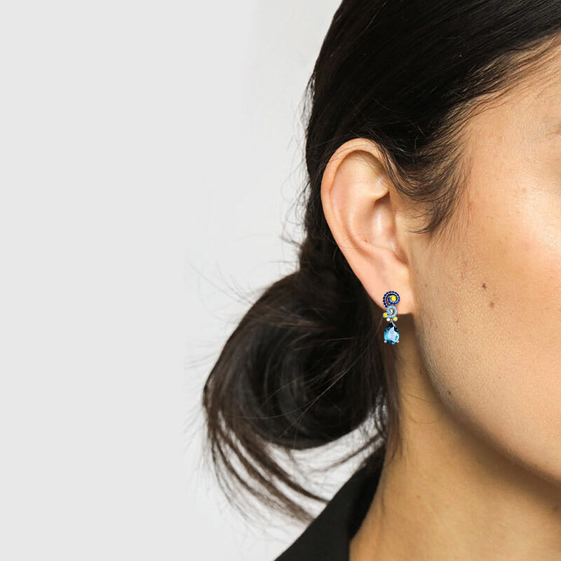 "Shining Night" Twist Pear Cut Drop Earrings