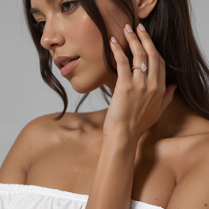 "With You by My Side" 2ct Pear Cut Halo Engagement Ring