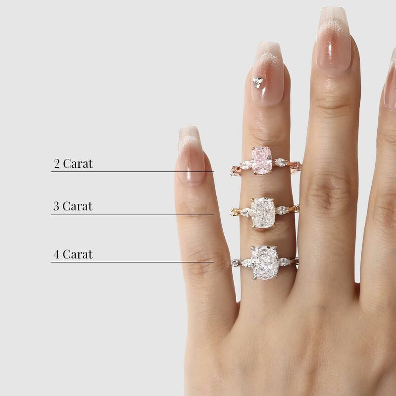 "Tender Moments" 3ct Elongated Cushion Side Stone Engagement Ring