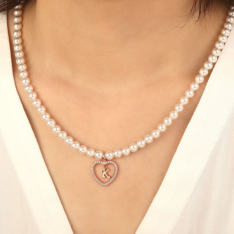 "Ode to Adoration" 5.5-6.0mm Freshwater Pearl Personalized Initial Necklace