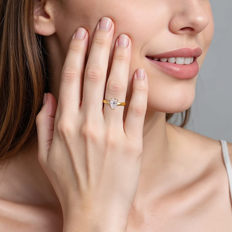 "Liebesgeschichte" 1,5ct Birnenschliff Solitär-Verlobungsring