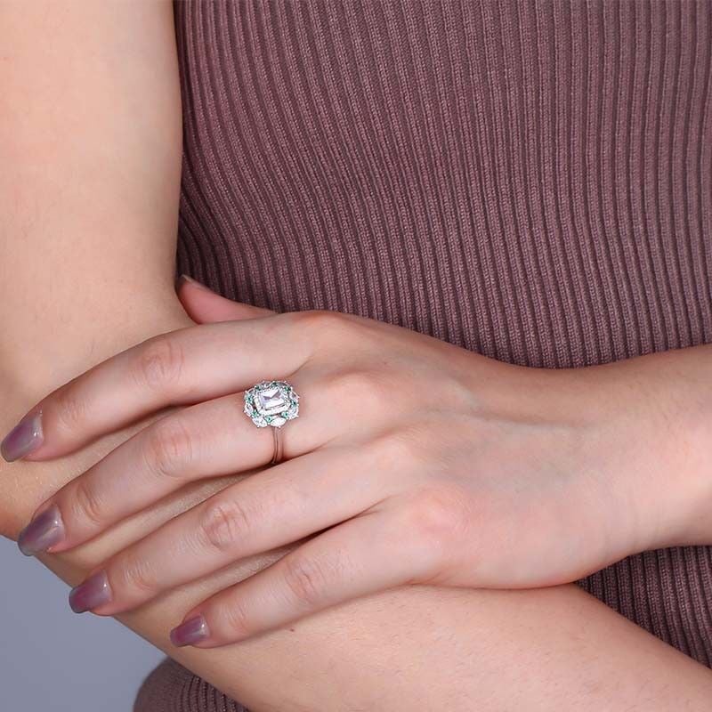 "Best For you" Emerald Cut Halo Engagement Ring