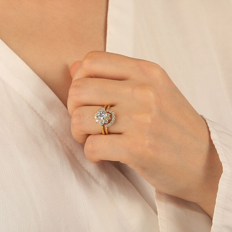 "I Do Anything For You" Round Cut 2pcs Bridal Set