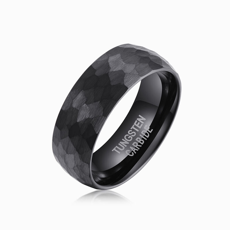 "Fearless" 8mm Hammered Edge Tungsten Carbide Men's Wedding Ring