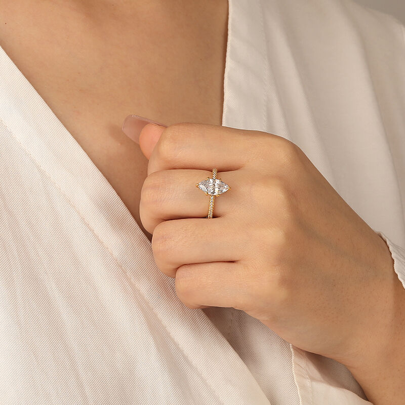 "The Forever Promise" 2ct Marquise Cut Side Stone Engagement Ring