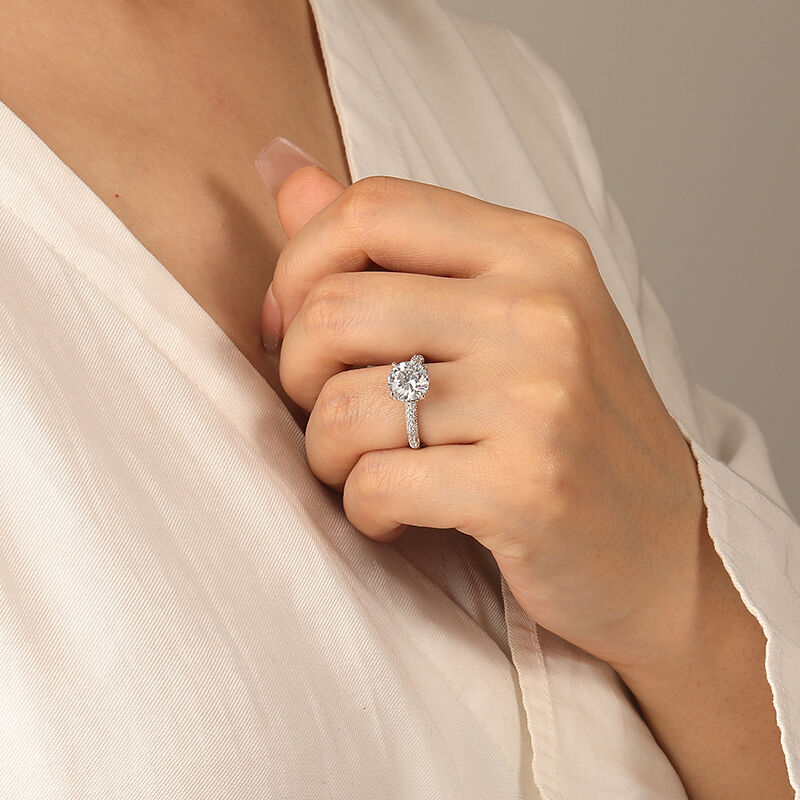 "My Pretty" 2.5ct Round Cut Side Stone Engagement Ring