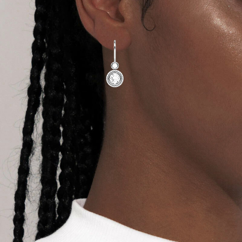 "Sparkle From The Sky" Round Cut Drop Earrings