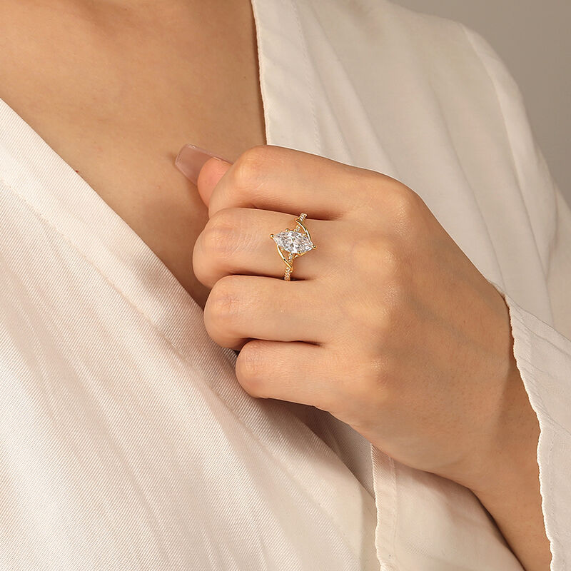 "To My Love" 2ct Marquise Cut Side Stone Engagement Ring