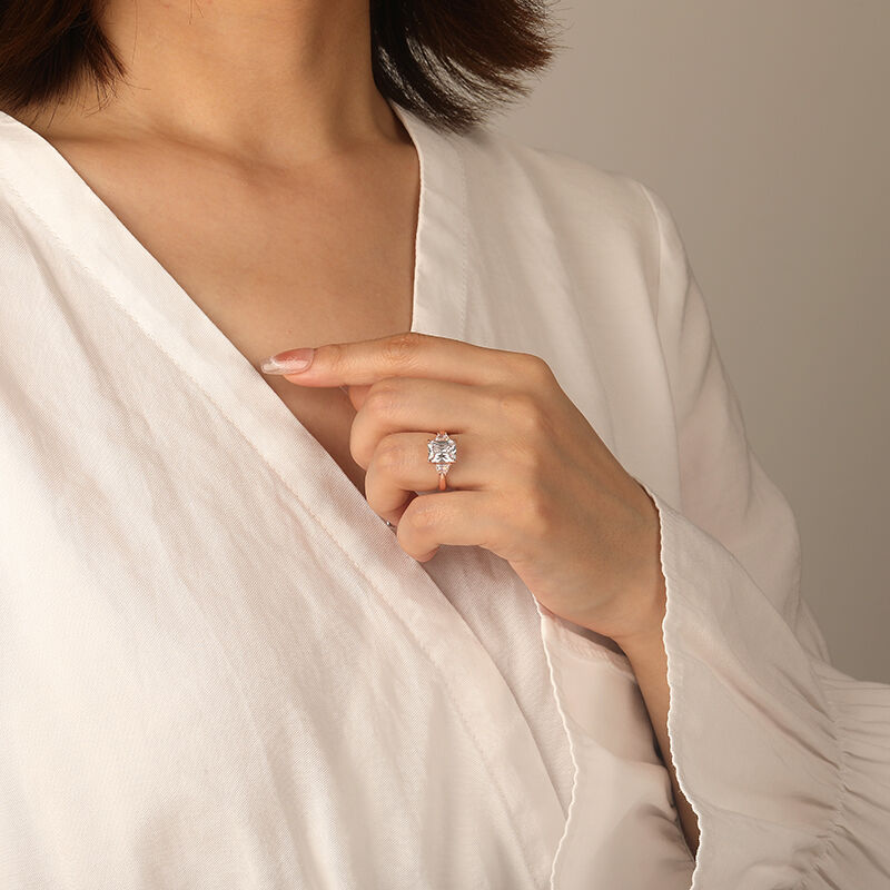 "Love Prayer" 3ct Radiant Cut Three Stone Engagement Ring