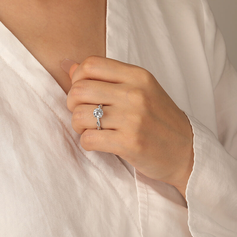 "Be Full Of Tenderness" 1.5ct Round Cut Side Stone Engagement Ring