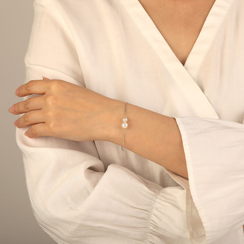 "Side by Side" 5.5-8.0mm Freshwater Pearl Bracelet