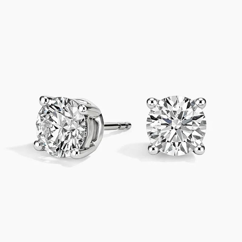 2ct Round Cut Moissanite Stud Earrings