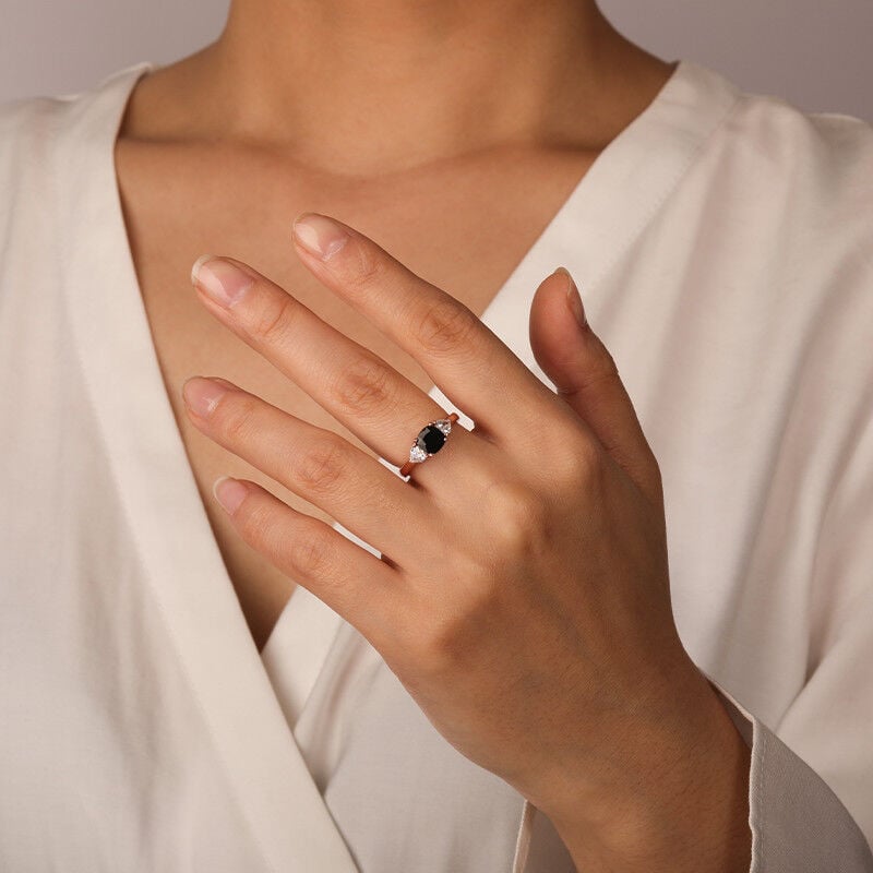 "Heartbeat Signal" Cushion Cut Three Stone Engagement Ring