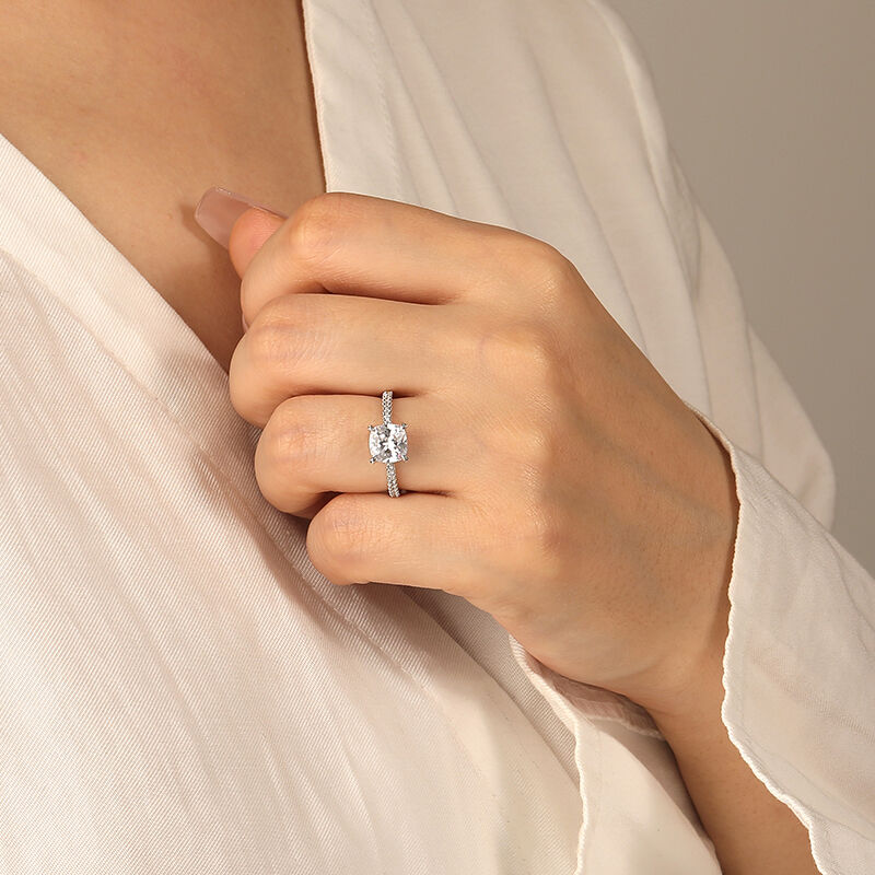 "I Want To Hold Your Hand" 2ct Cushion Cut Side Stone Engagement Ring