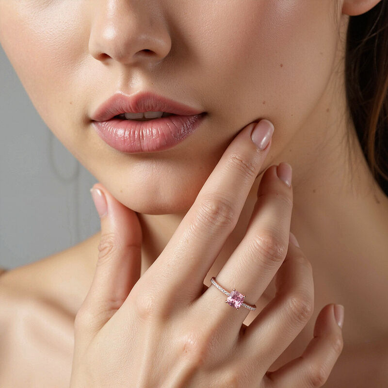 "I Want To Hold Your Hand" 1ct Cushion Cut Side Stone Engagement Ring