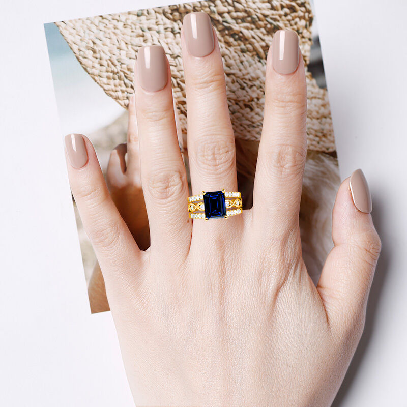 "The First Note of Forever" Emerald Cut Bridal Set
