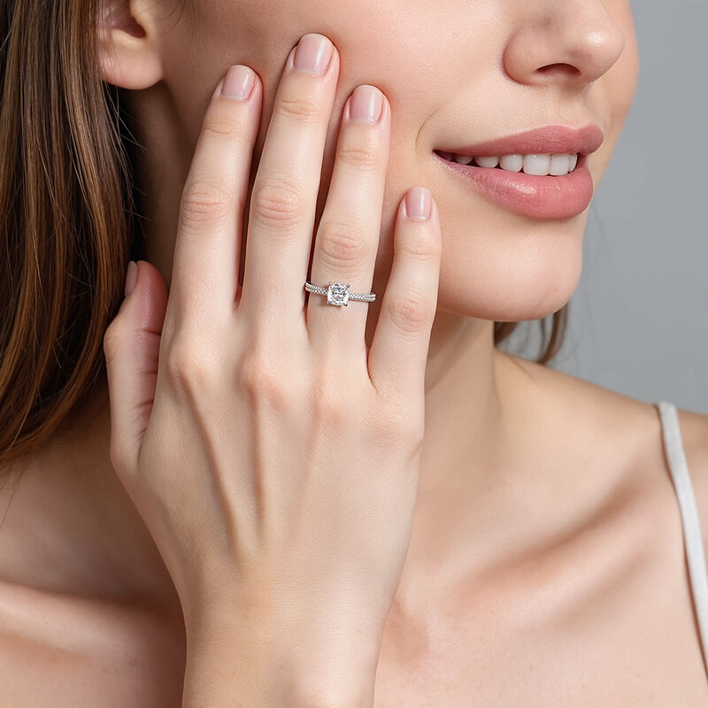 "You Make My Day" 0.8ct Cushion Cut Halo Engagement Ring