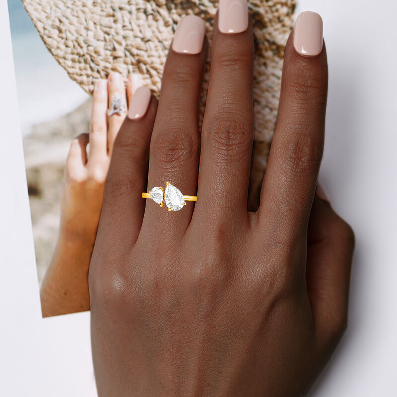 "The Quiet Yes I Knew" Pear Cut Toi Et Moi Engagement Ring