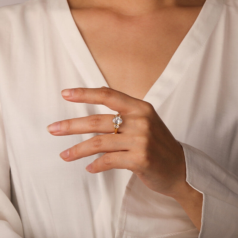 "Love Secretly" Oval Cut Three Stone Engagement Ring