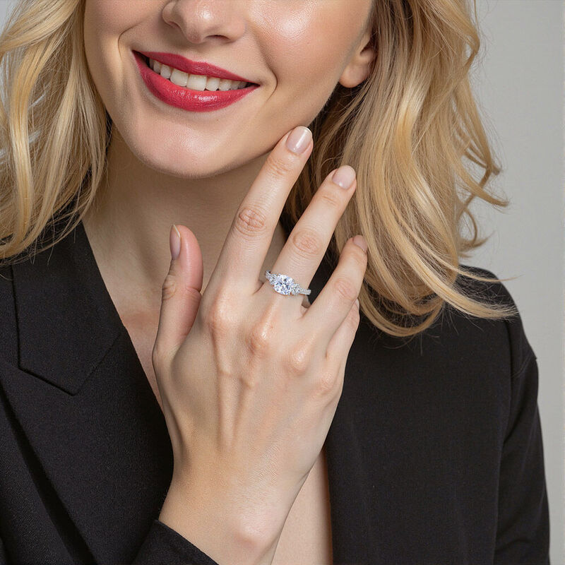 "Grow Old With Me" 2.5ct Cushion Cut Side Stone Engagement Ring