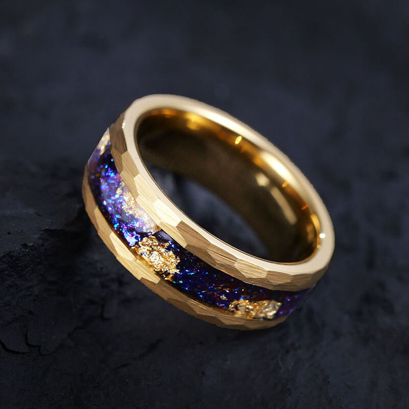 "Umarmung der Galaxie" 8mm Herren-Ehering aus Wolframkarbid