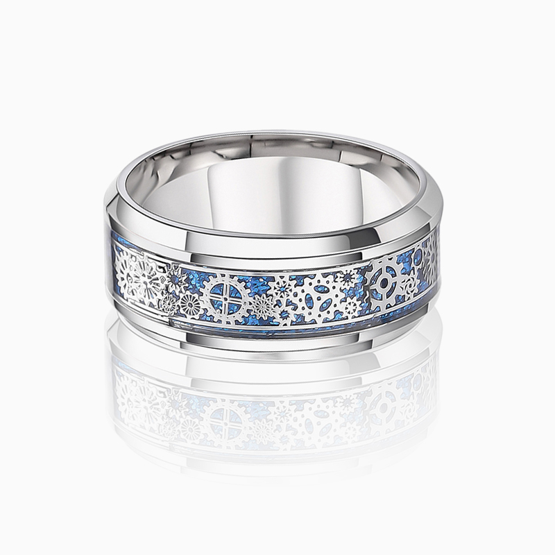 "Gears of Destiny" 8mm Ceramic Men's Wedding Ring