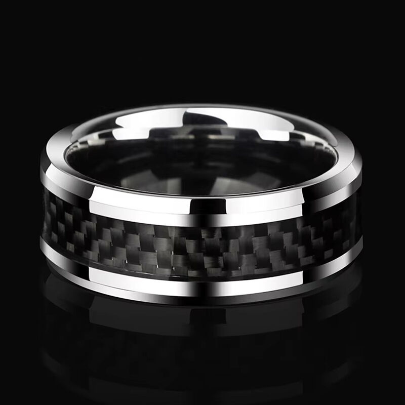 "Eclipse Promise" 8mm Tungsten and Carbon Fiber Men's Wedding Ring
