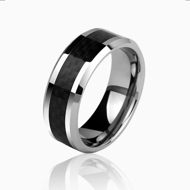 "Eclipse Promise" 8mm Tungsten and Carbon Fiber Men's Wedding Ring