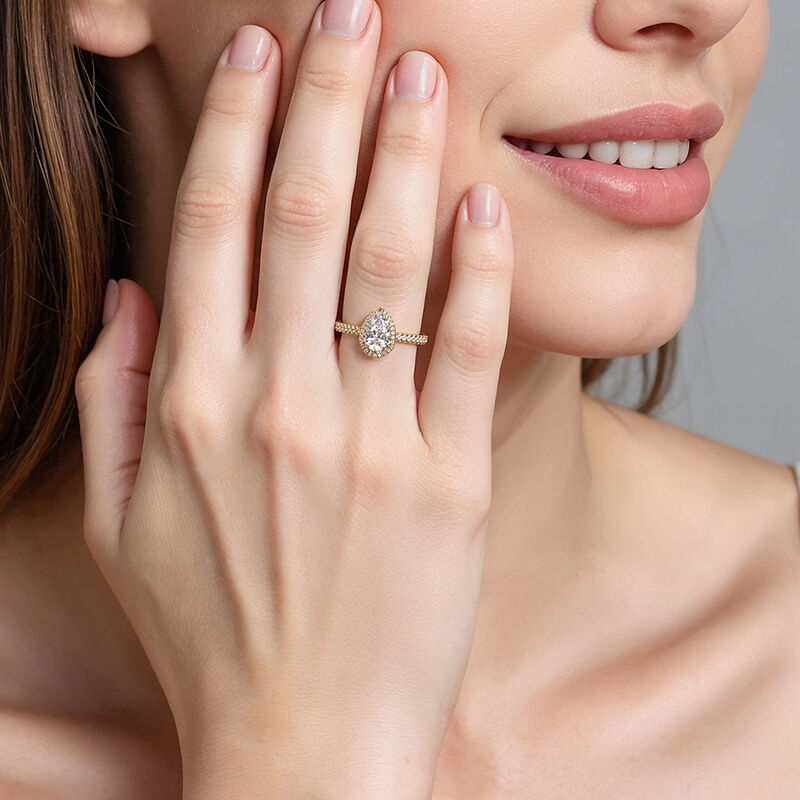 "With You by My Side" 1.5ct Pear Cut Halo Engagement Ring