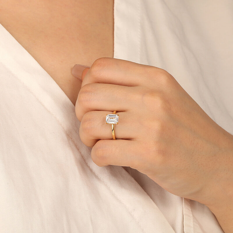 "I Swear, It's True" Radiant Cut Side Stone Engagement Ring