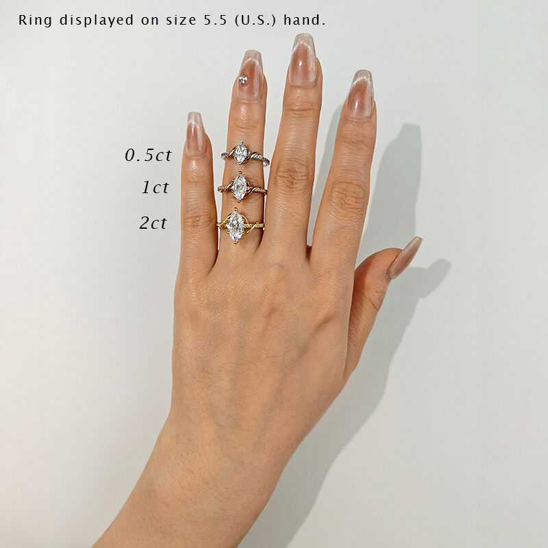 "To My Love" 2ct Marquise Cut Side Stone Engagement Ring