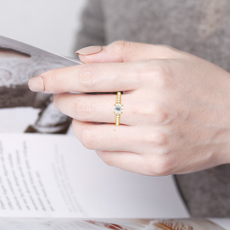"From Here to Forever" Round Cut Side Stone Engagement Ring