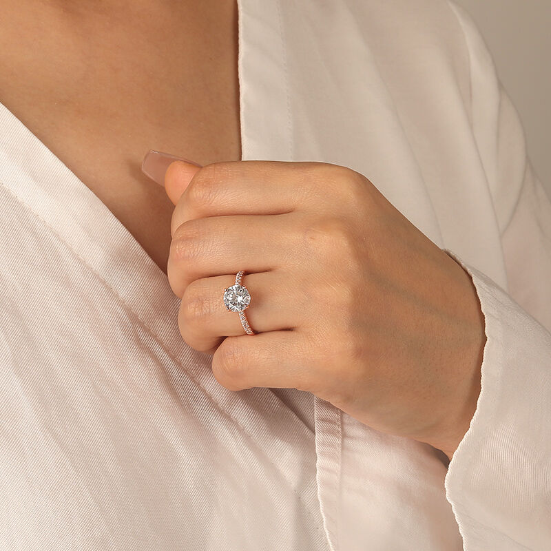 "Stand By Your Side" 2ct Round Cut Side Stone Engagement Ring