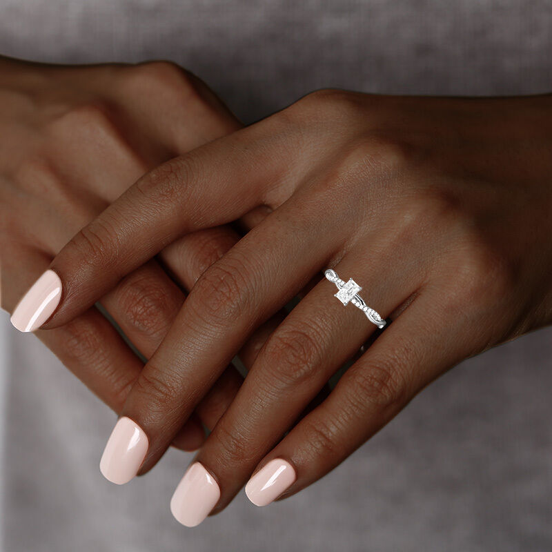 "Rigidity & Softness" 0.4ct Radiant Cut Side Stone Engagement Ring