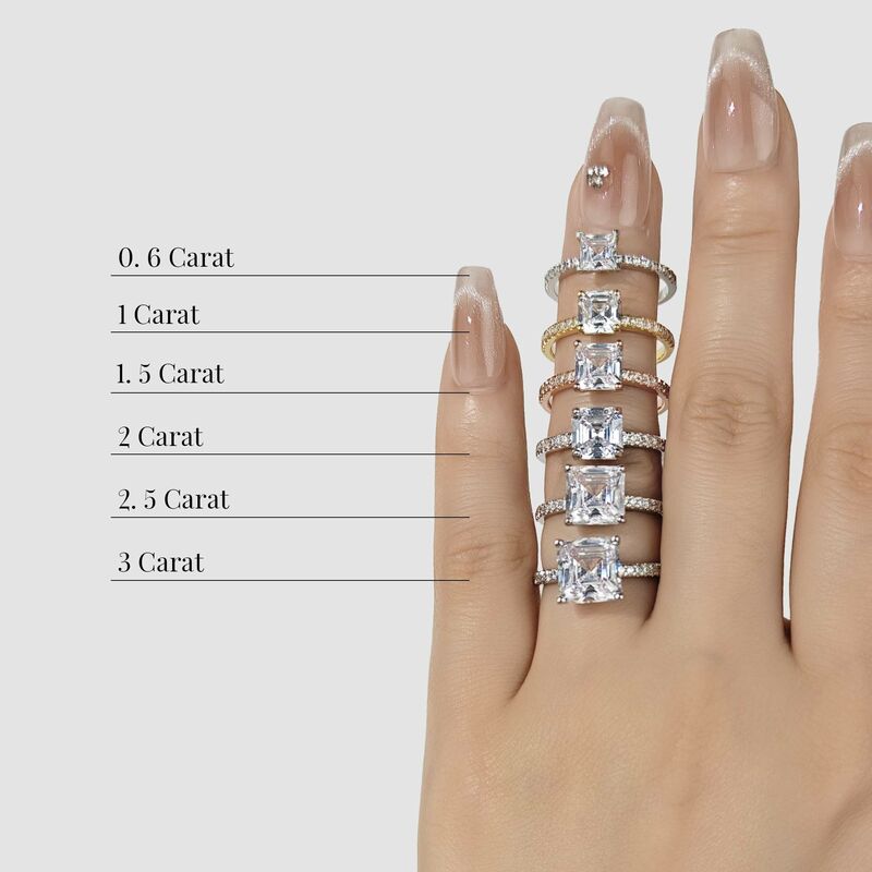 "My Queen" 0.6ct Asscher Cut Side Stone Engagement Ring