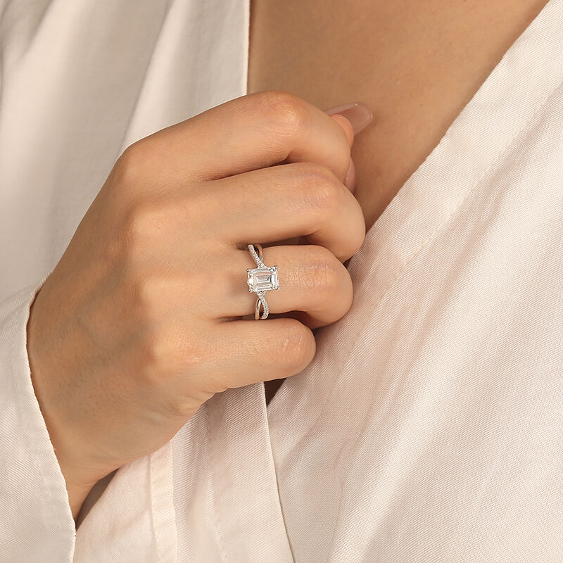 "All I Ask" Emerald Cut Side Stone Engagement Ring