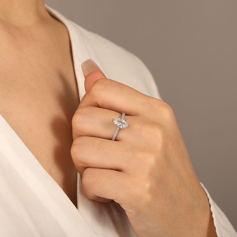 "The Forever Promise" 1ct Marquise Cut Side Stone Engagement Ring