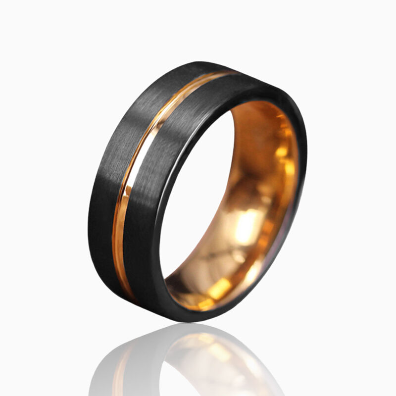 "Goldener Widerhall" 8mm Herren-Ehering aus Wolframkarbid
