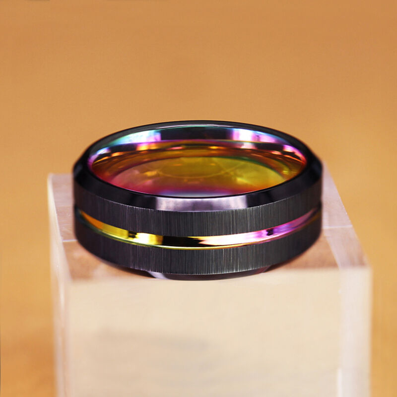 "Prism Edge" 8mm Tungsten Carbide Men's Wedding Ring