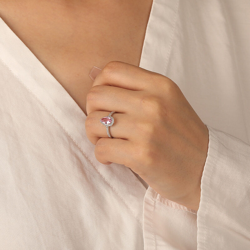 "Cheek To Cheek" 1ct Pear Cut Halo Engagement Ring