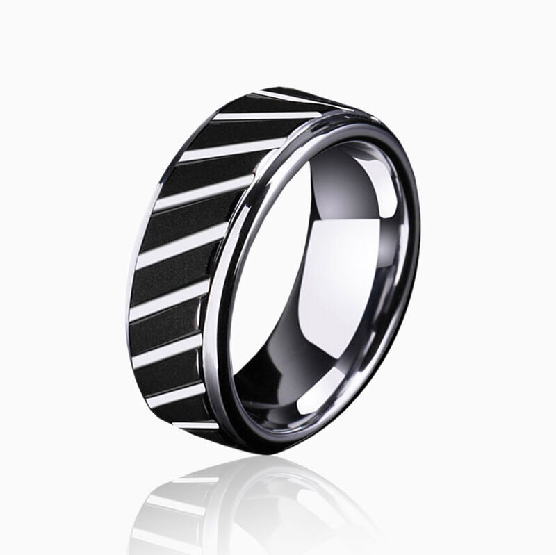 "Du und die Jahre" 8mm Herren-Ehering aus Wolframkarbid
