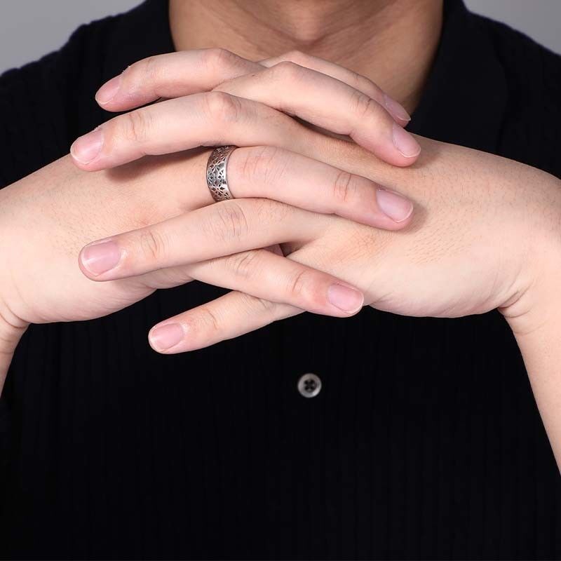 "My Best Memory" Openwork Men's Wedding Ring